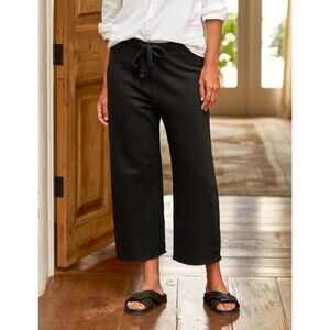 Frank & Eileen Catherine Black Cropped Wide Leg Pants Raw Hem Size L